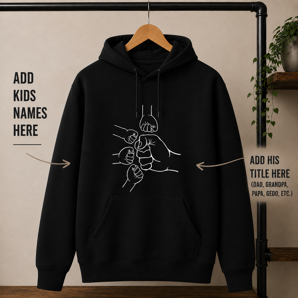 Fist Bump Dad/Grandpa/Papa, Etc. Personalized Tees/Crewnecks/Hoodies