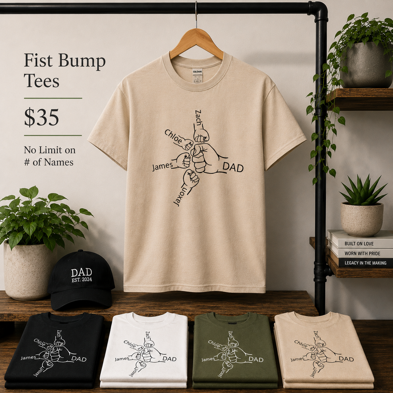 Fist Bump Dad/Grandpa/Papa, Etc. Personalized Tees/Crewnecks/Hoodies