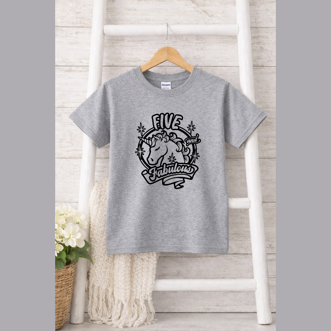 Five and Fabulous Birthday Kids Tees