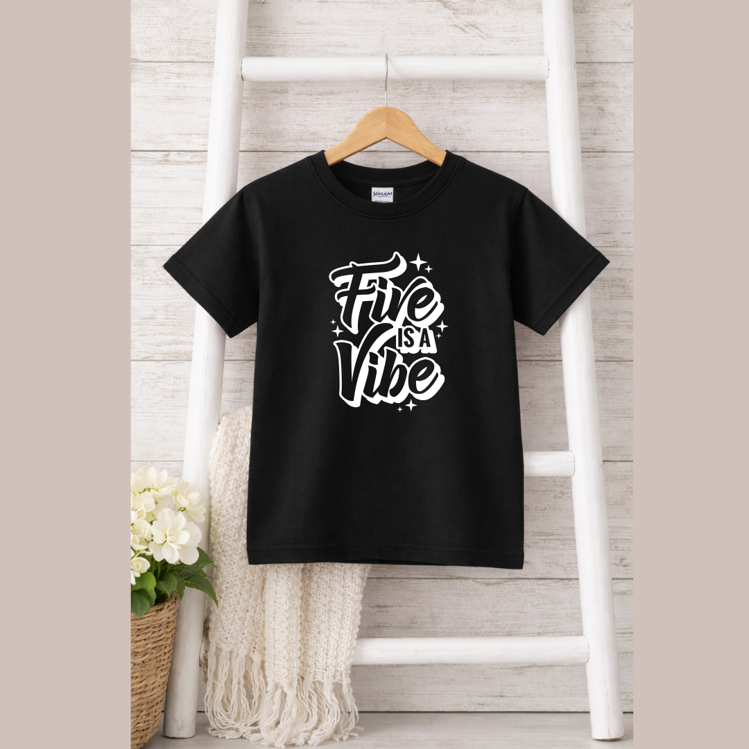 Five is a Vibe Birthday Kids Tees