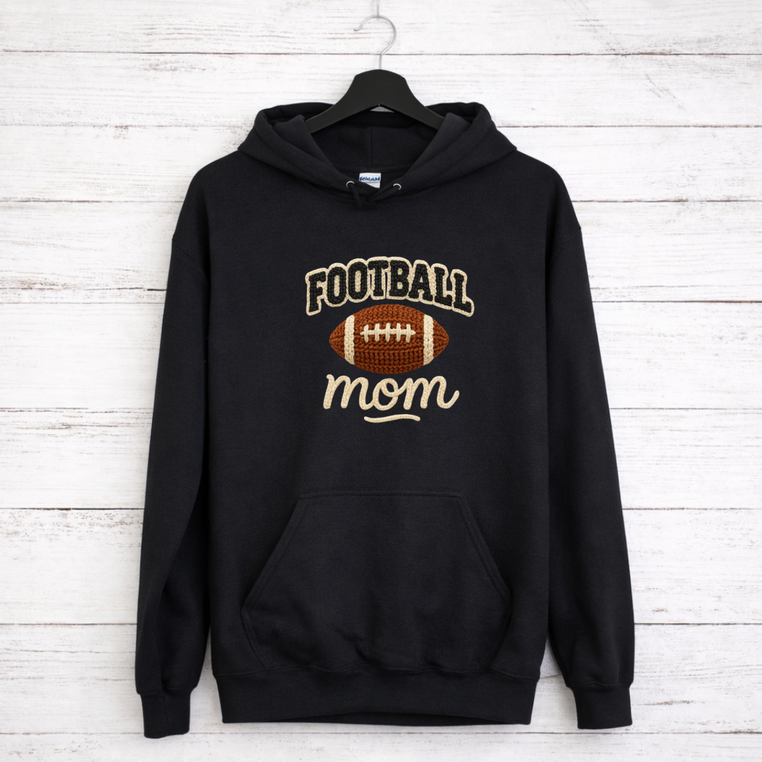 Football Mom Faux Yarn Embroidery Tees/Crewnecks/Hoodies