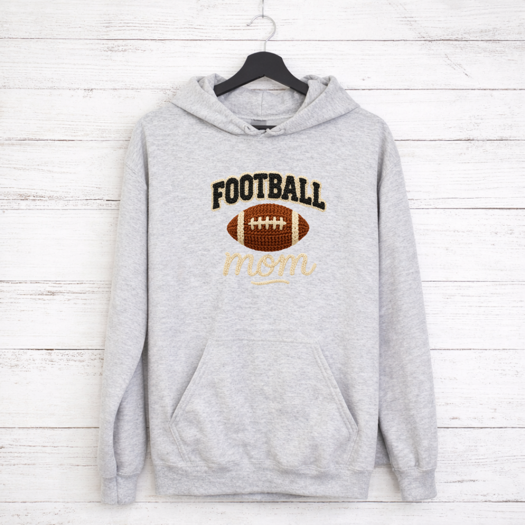 Football Mom Faux Yarn Embroidery Tees/Crewnecks/Hoodies