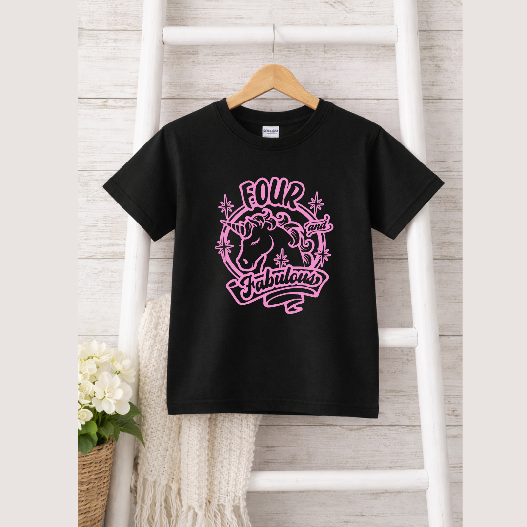 Four and Fabulous Birthday Kids Tees