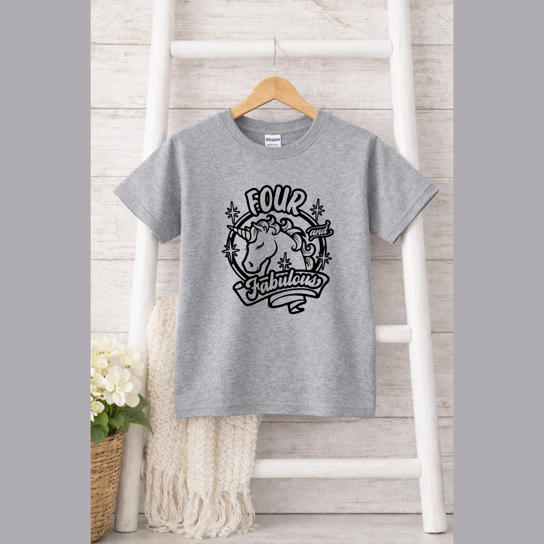 Four and Fabulous Birthday Kids Tees