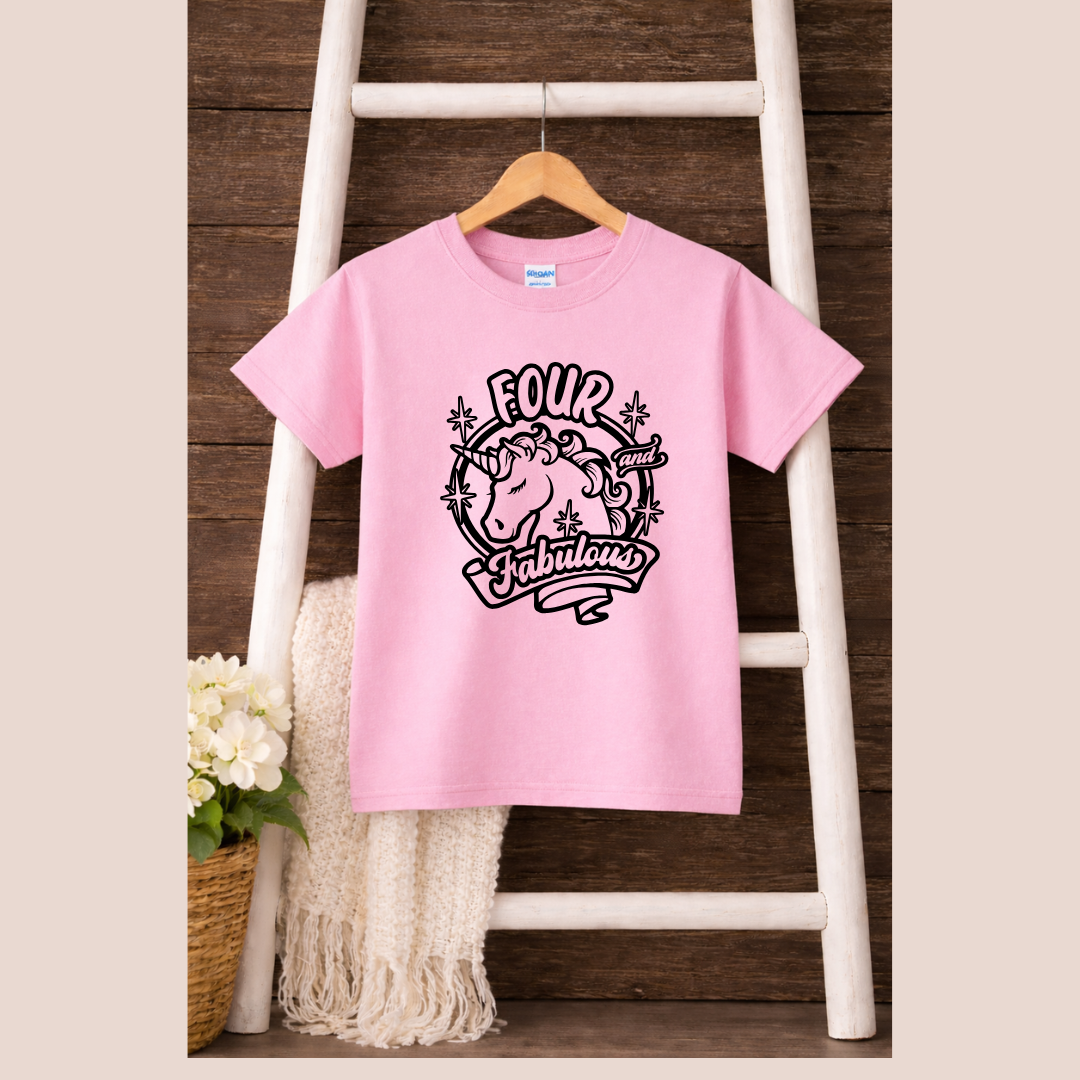 Four and Fabulous Birthday Kids Tees