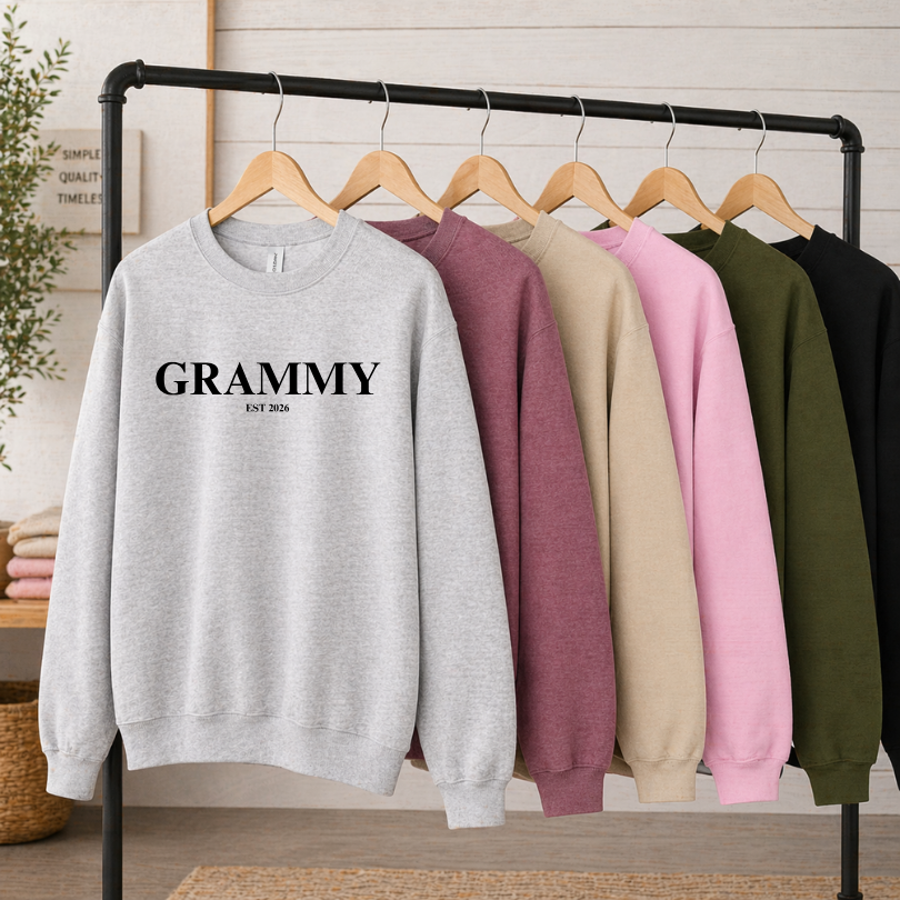 Grandma/Nana/Baba/Grammy EST 2026 Tees/Crewnecks/Hoodies