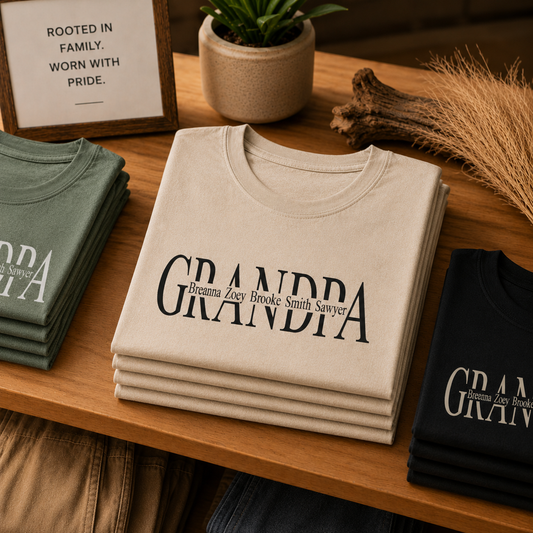 Dad/Grandpa/Papa, Etc. Personalized Tees/Crewnecks/Hoodies With Kids Names Added
