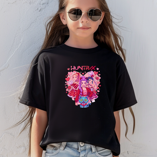 Huntrix K-Pop Demon Hunters With Derpy Valentines Kids Tees/Crewnecks