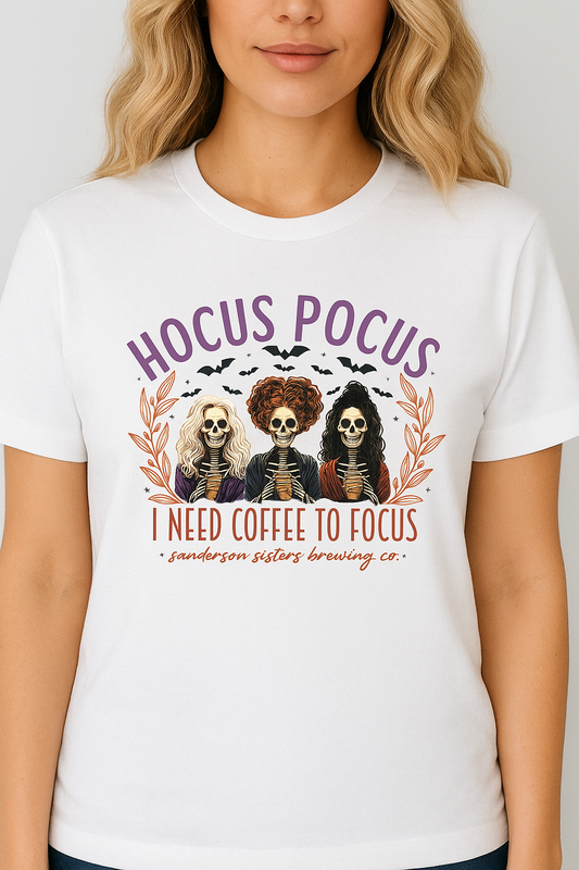 Hocus Pocus I Need Coffee To Focus Softstyle Tees