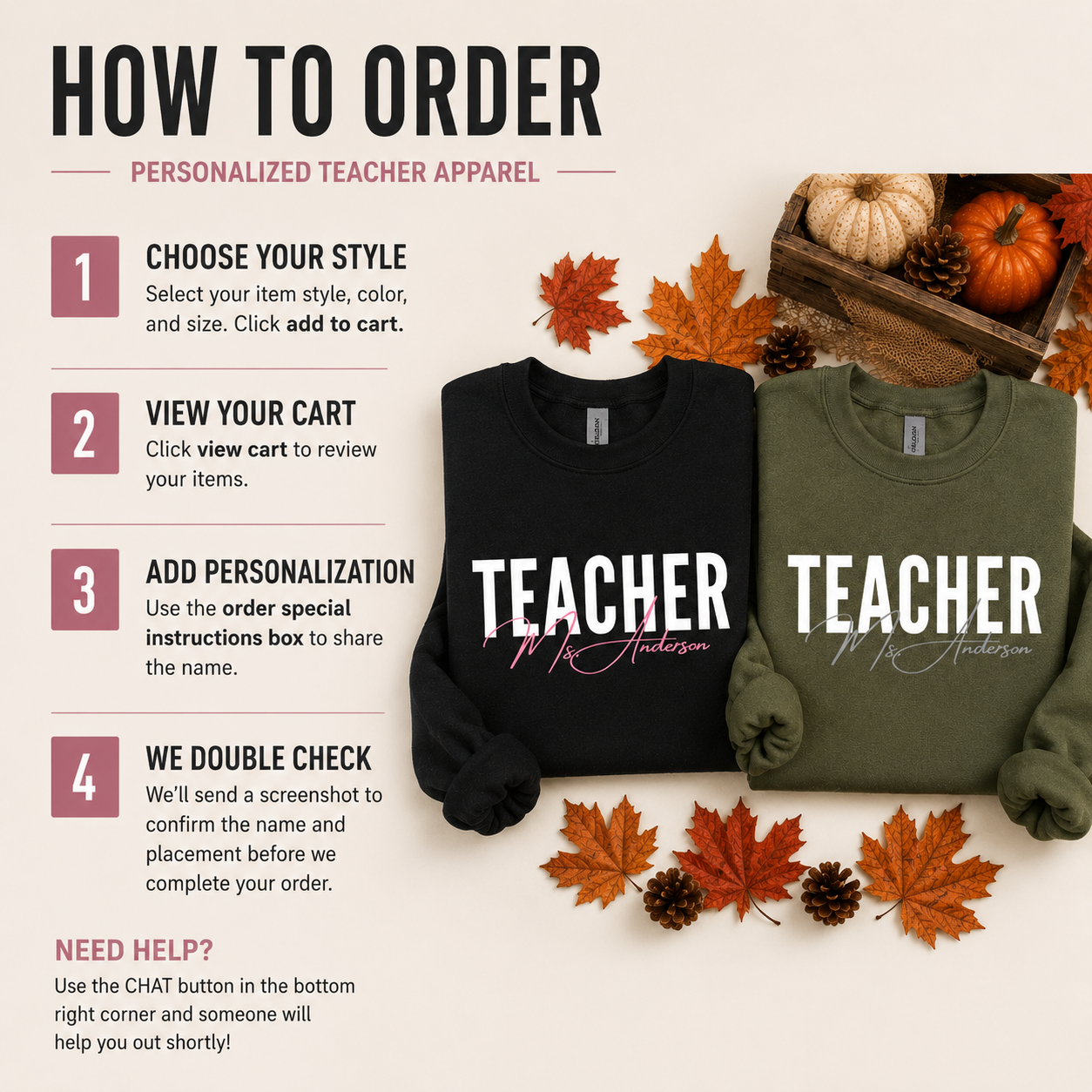 Teacher Personalized With Name Tees/Crewnecks/Hoodies
