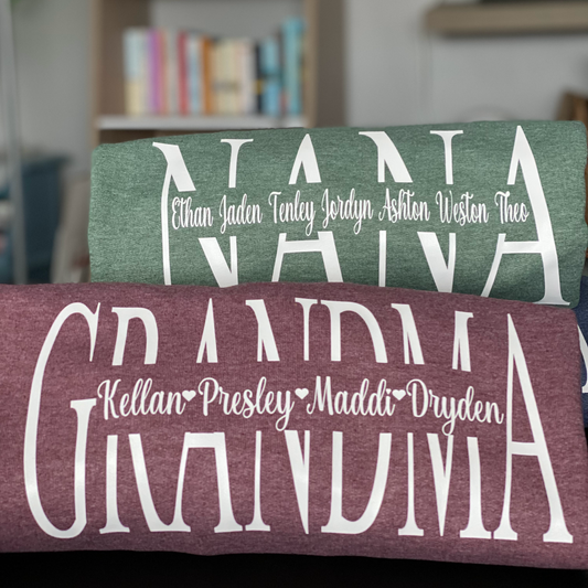 Mom - Grandma - Nana - Etc. Personalized Name Crewnecks