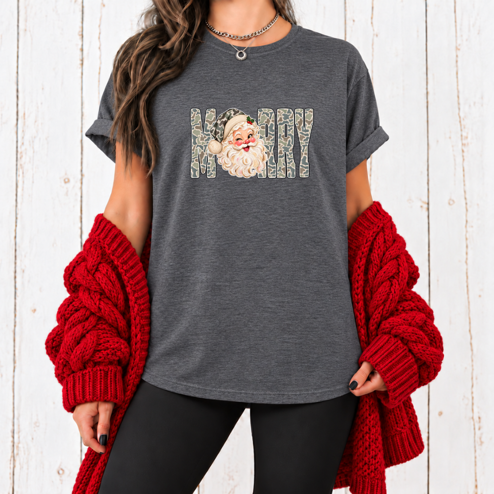MERRY Santa Camo Christmas Tees