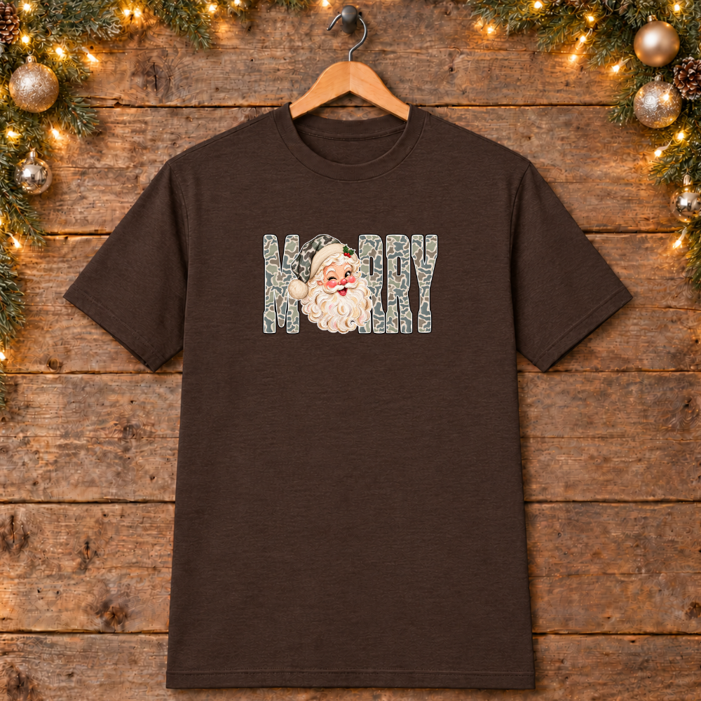 MERRY Santa Camo Christmas Tees
