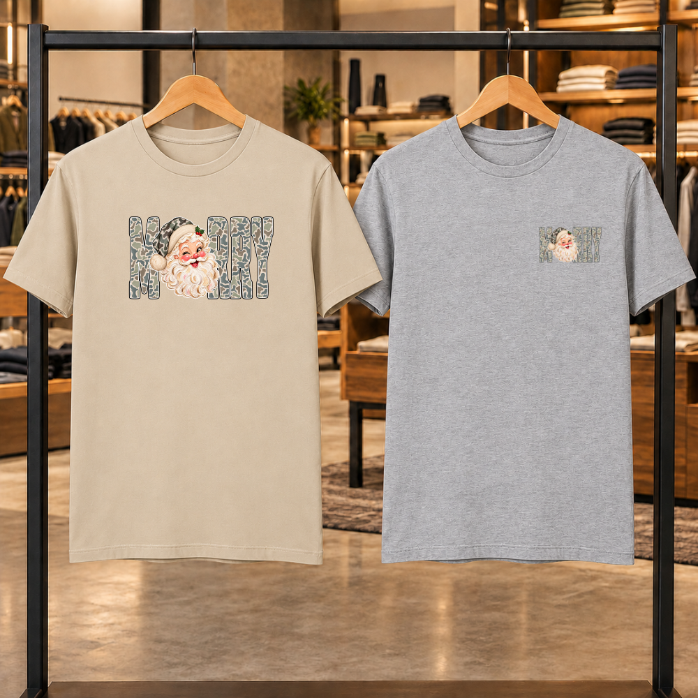MERRY Santa Camo Christmas Tees