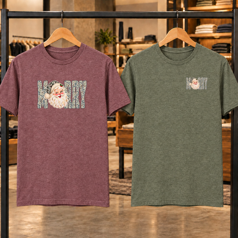 MERRY Santa Camo Christmas Tees