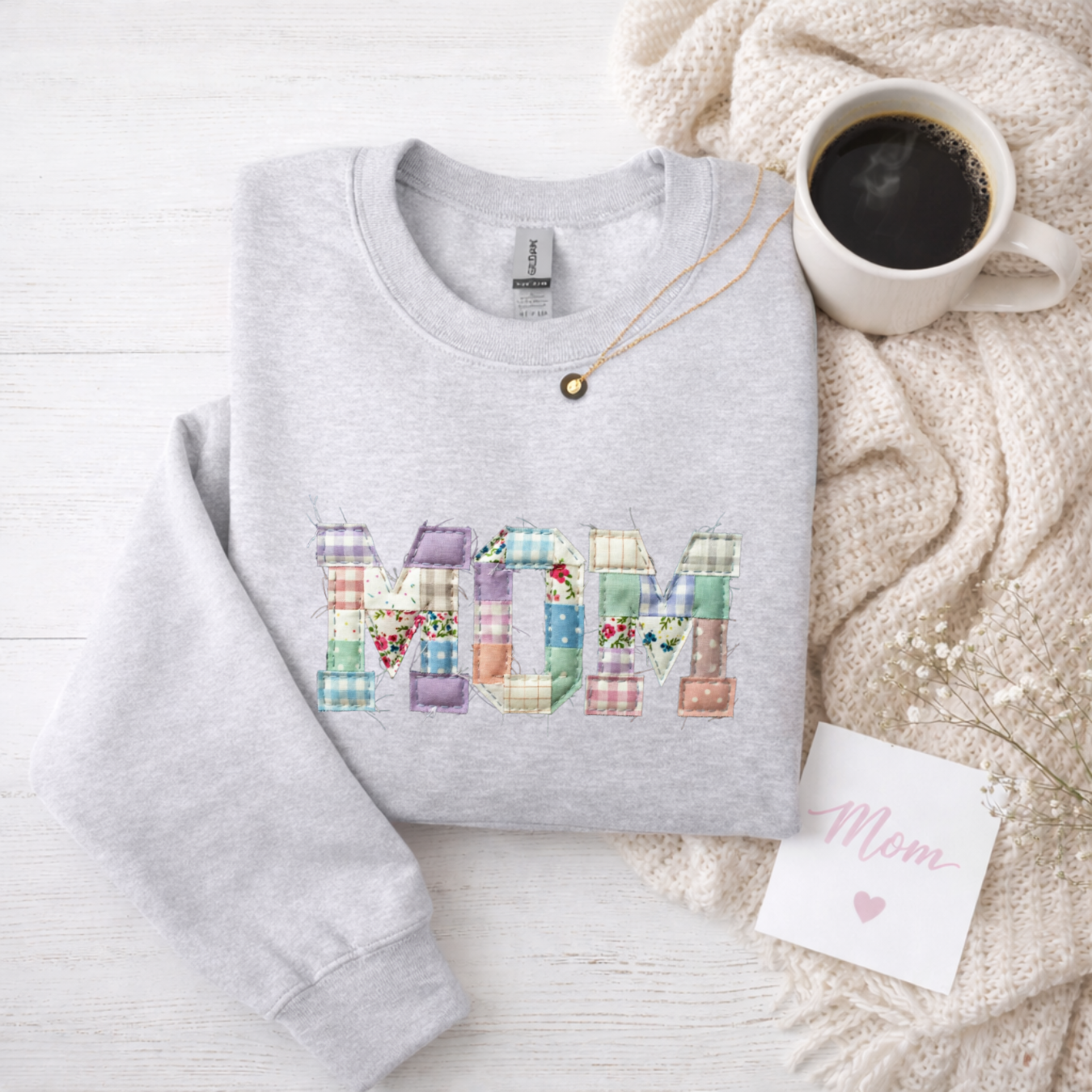 MOM Faux Patchwork Tees/Crewnecks/Hoodies