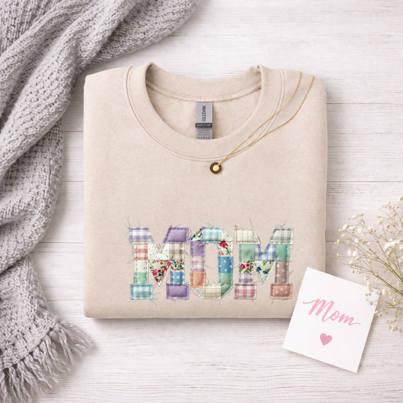 MOM Faux Patchwork Tees/Crewnecks/Hoodies