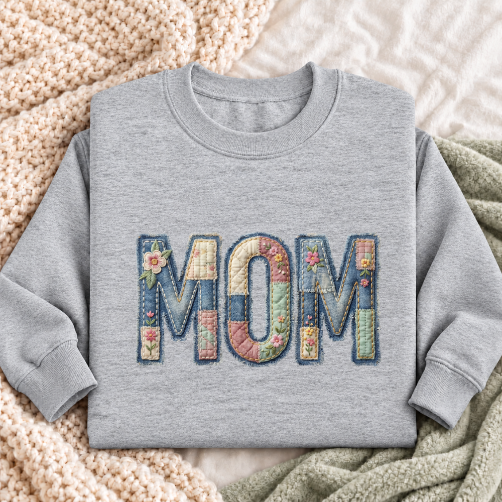 MOM Faux Denim Patchwork