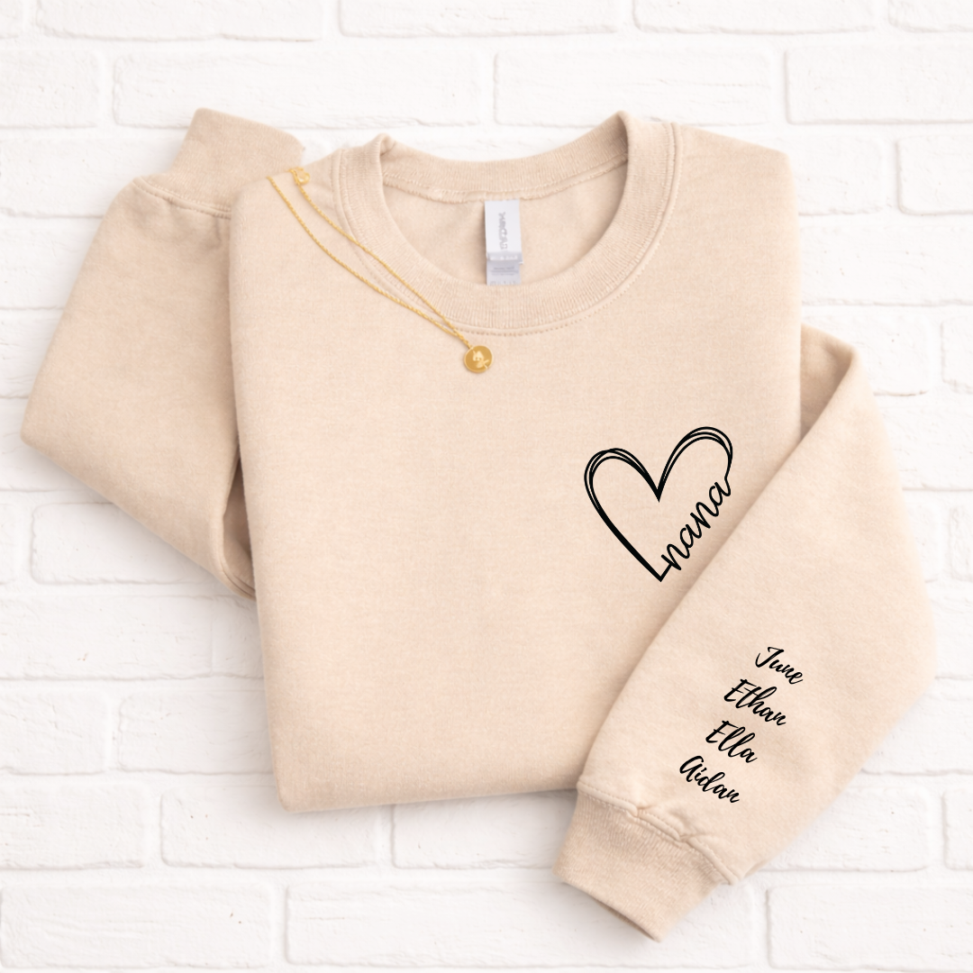 Heart + Names Personalized Crewnecks