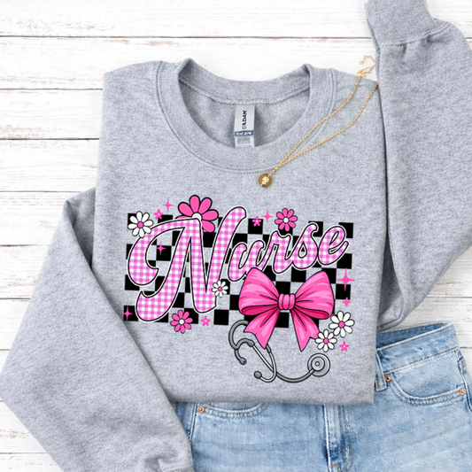 Nurse Checkered Crewnecks