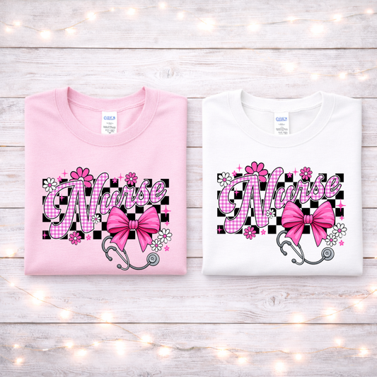 NURSE Checkered Softstyle Tees