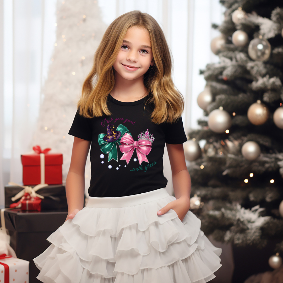 WICKED For Good Pink Goes Good With Green Kids Tees/Crewnecks