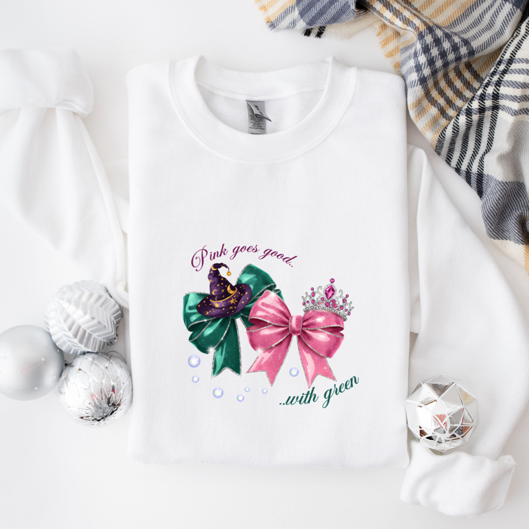 WICKED For Good Pink Goes Good With Green Kids Tees/Crewnecks