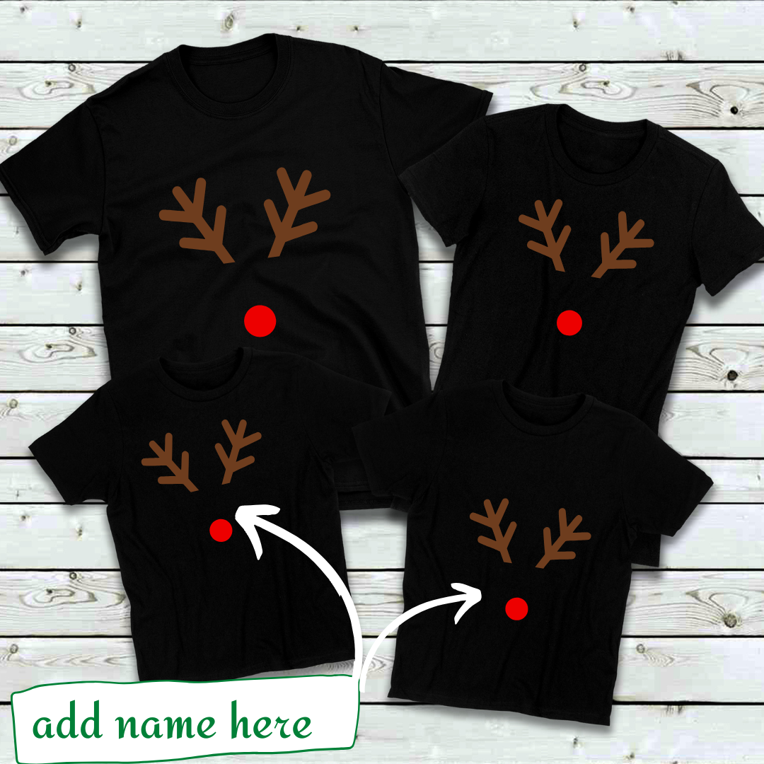 Reindeer Custom Name Family Tees