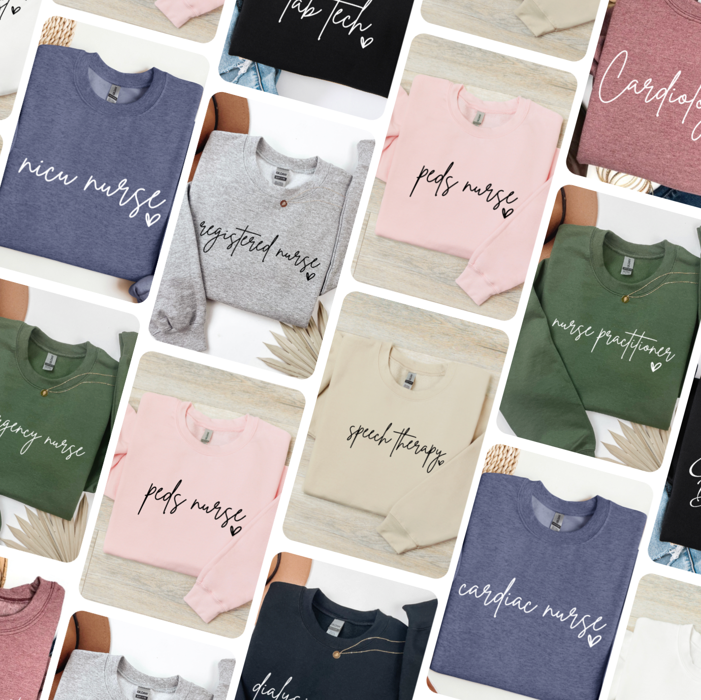 Health Care Script Crewneck Sweatshirts