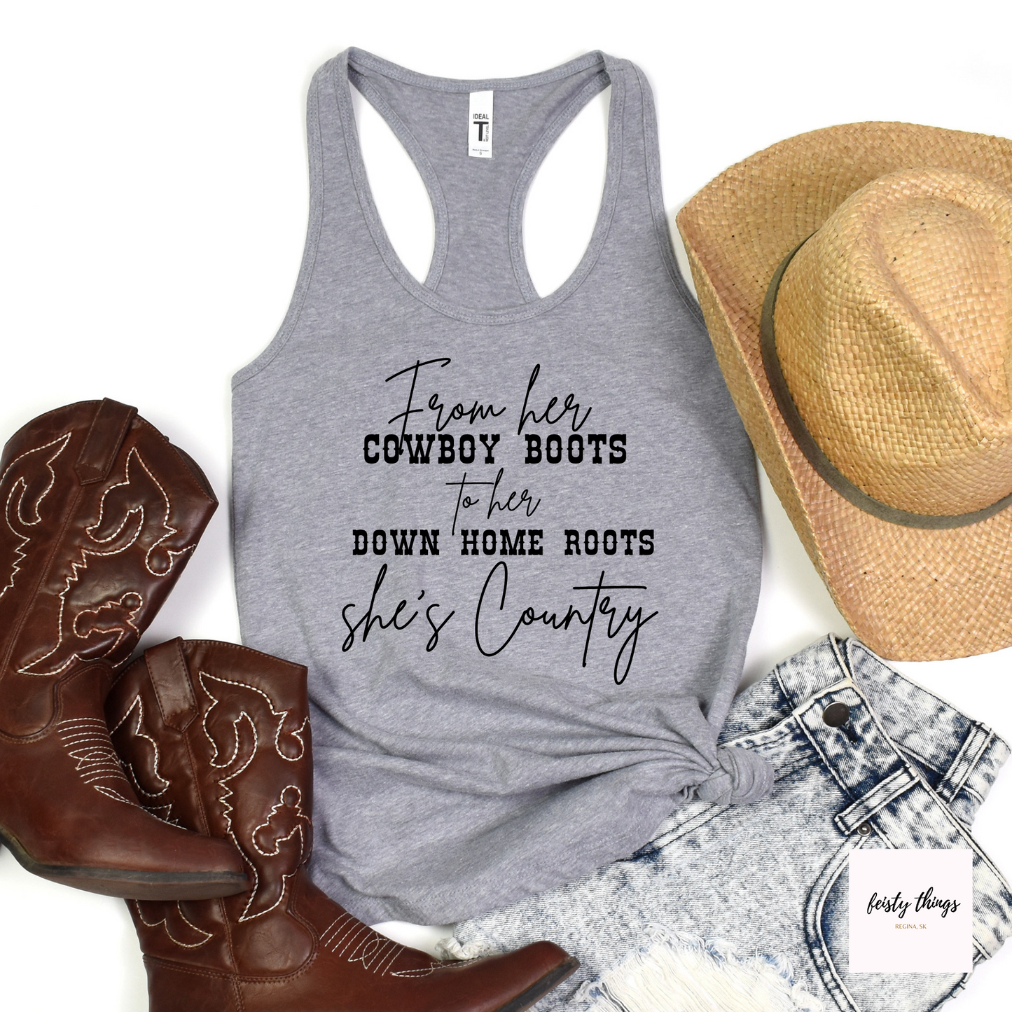 She's Country Racerback Tanks