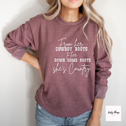 She's Country Crewneck Sweatshirts