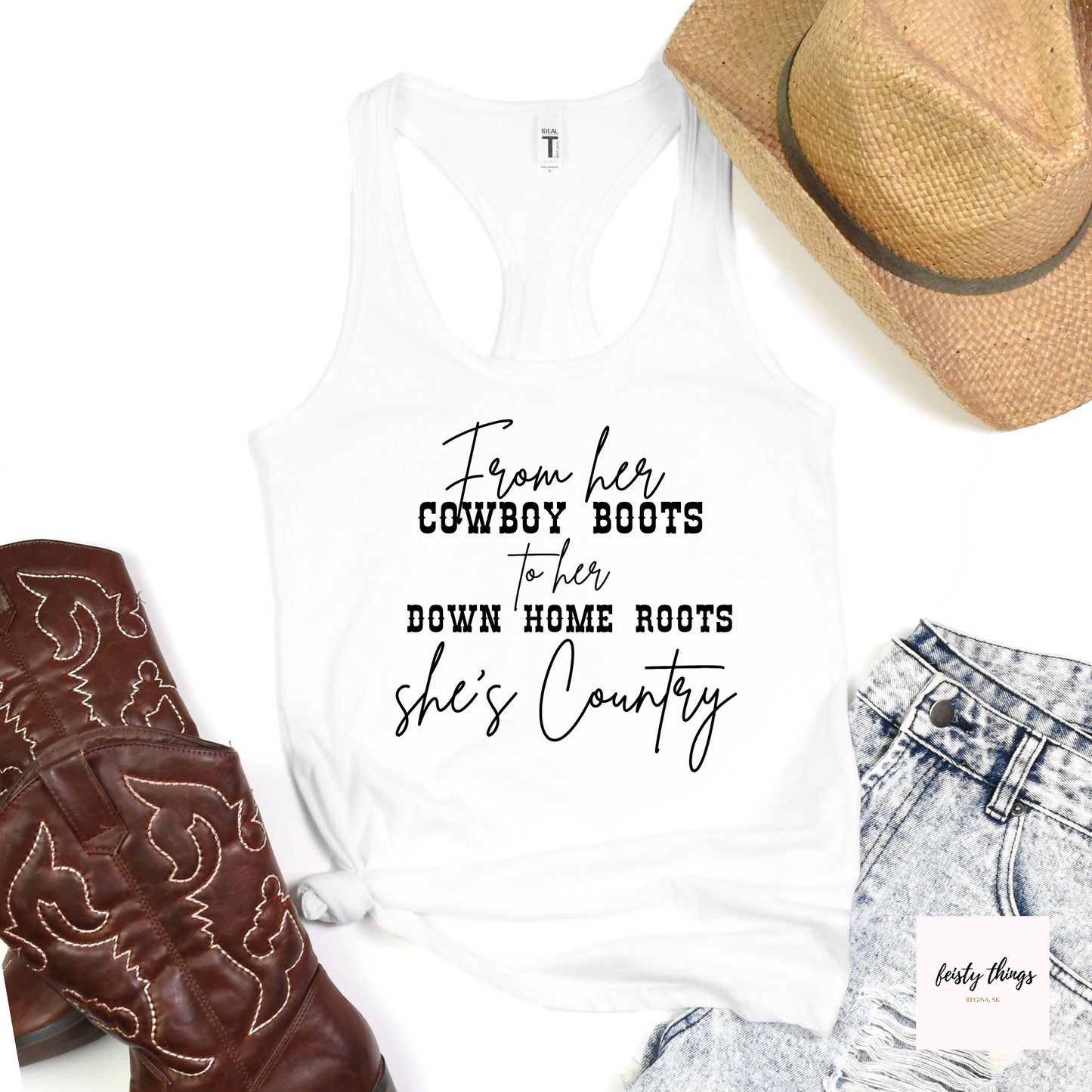 She's Country Racerback Tanks
