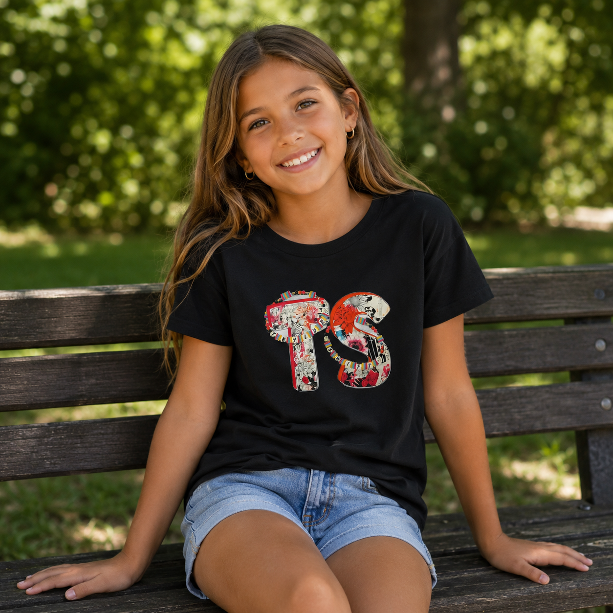 TS Taylor Swift Floral Initials Kids Tees