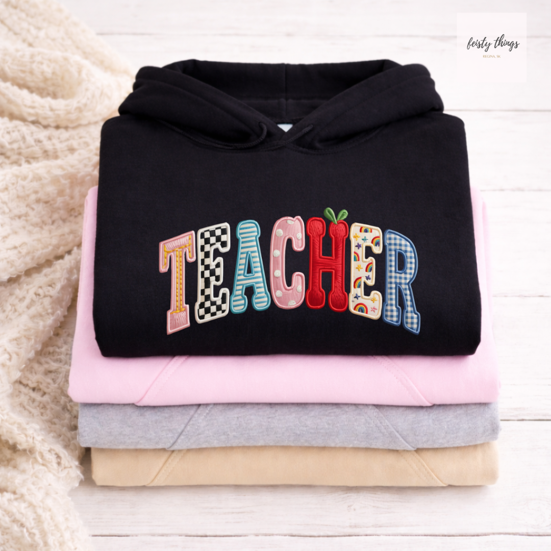 Teacher Faux Embroidery Tees/Crewnecks/Hoodies
