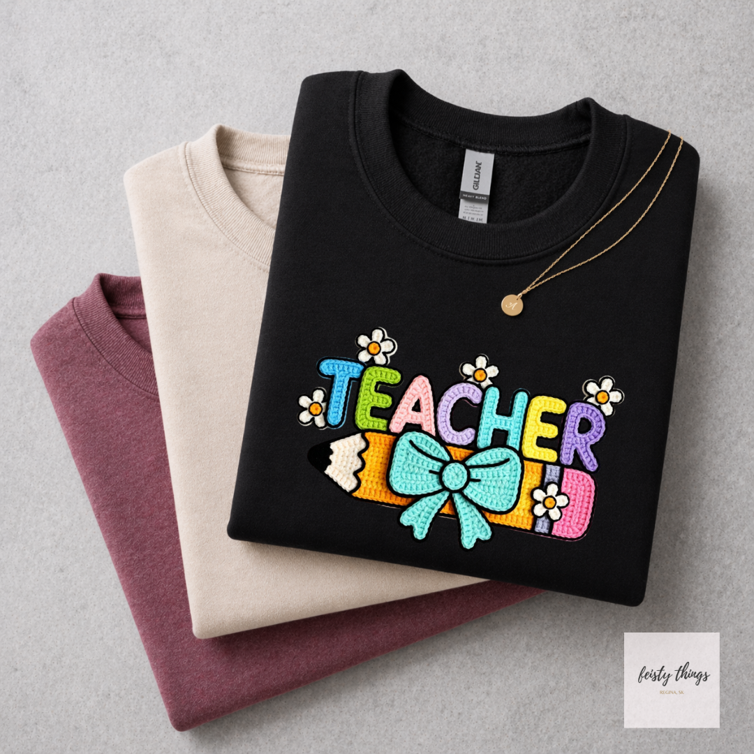 Teacher Faux Crochet Tees/Crewnecks/Hoodies
