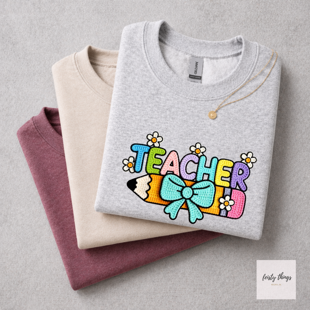 Teacher Faux Crochet Tees/Crewnecks/Hoodies