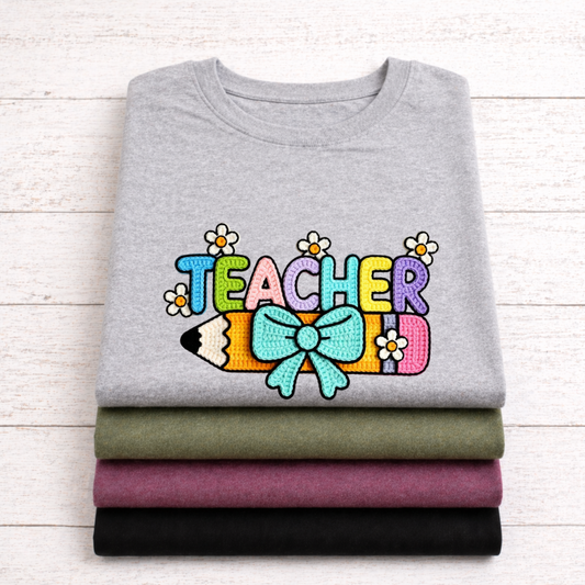 Teacher Faux Crochet Tees/Crewnecks/Hoodies