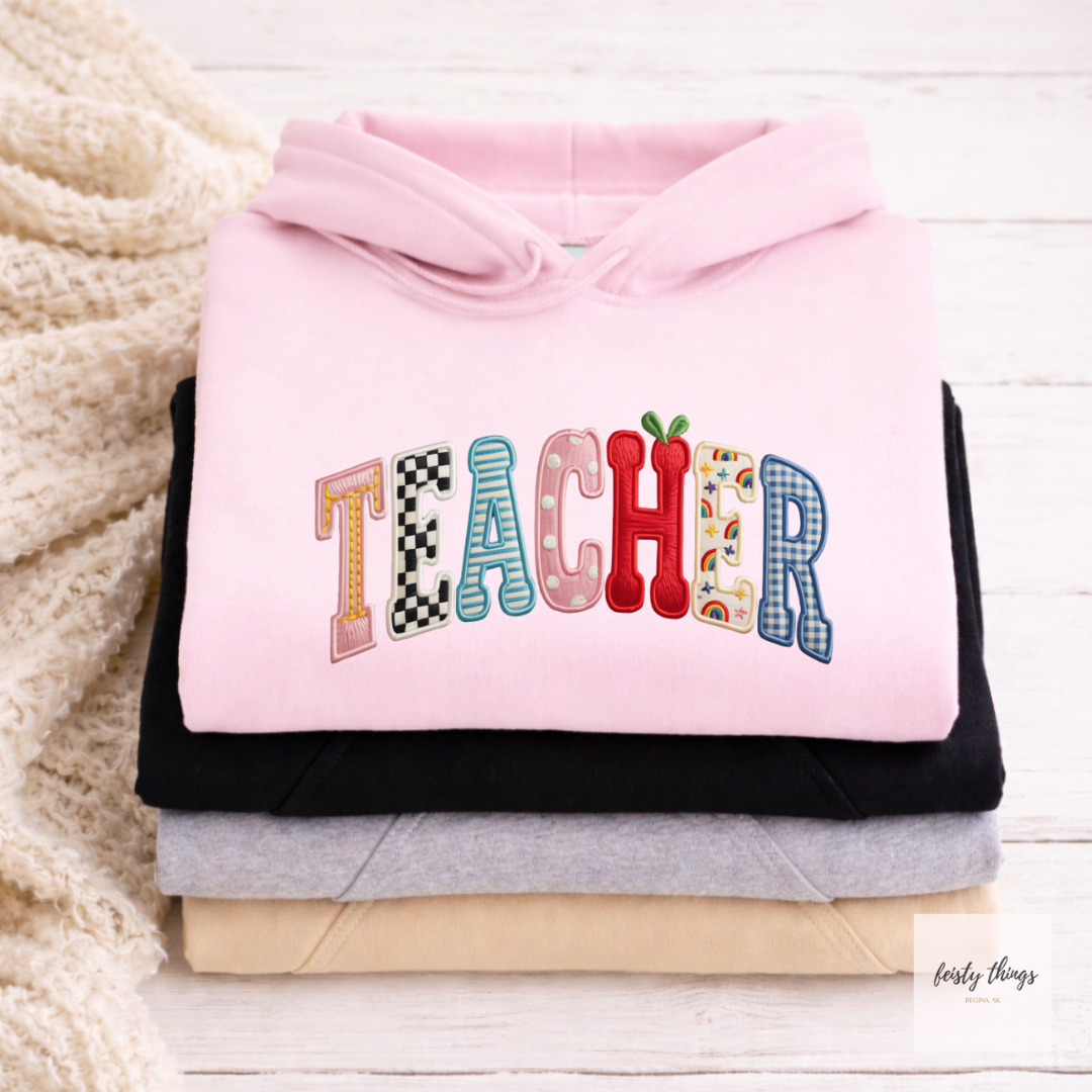 Teacher Faux Embroidery Tees/Crewnecks/Hoodies
