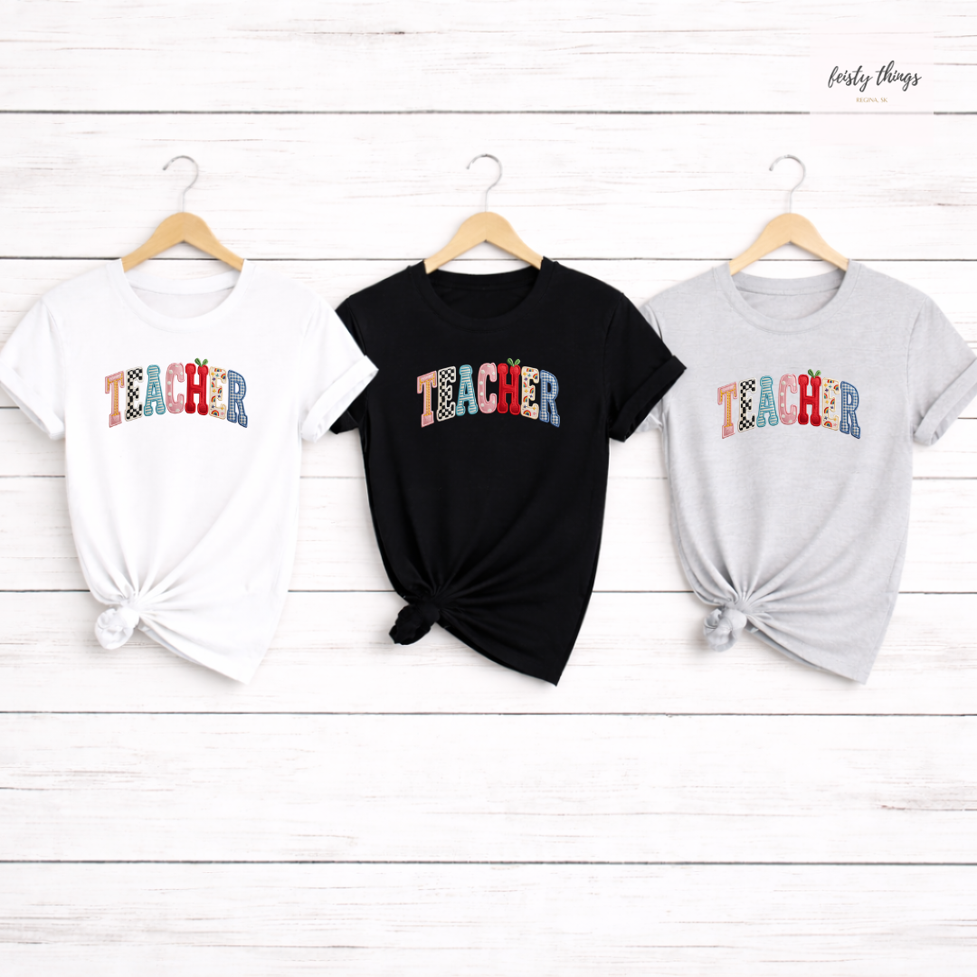 Teacher Faux Embroidery Tees/Crewnecks/Hoodies