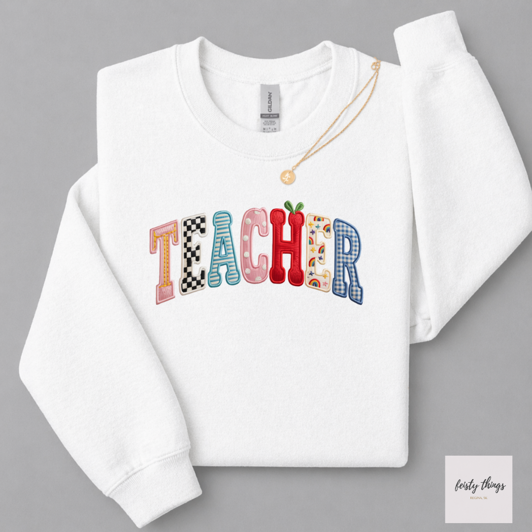 Teacher Faux Embroidery Tees/Crewnecks/Hoodies