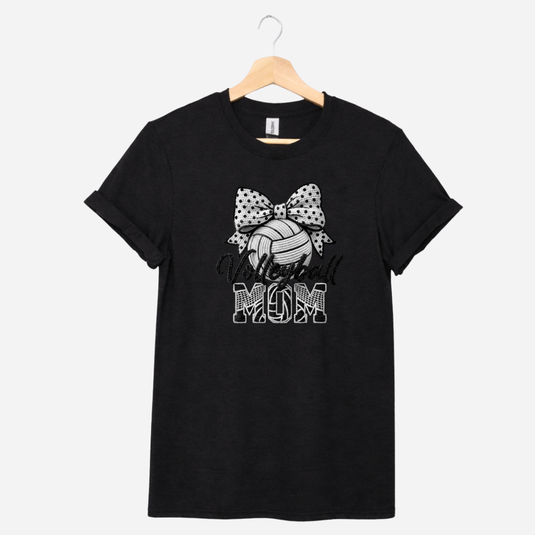 Volleyball Mom Faux Yarn Embroidery Tees/Crewnecks/Hoodies