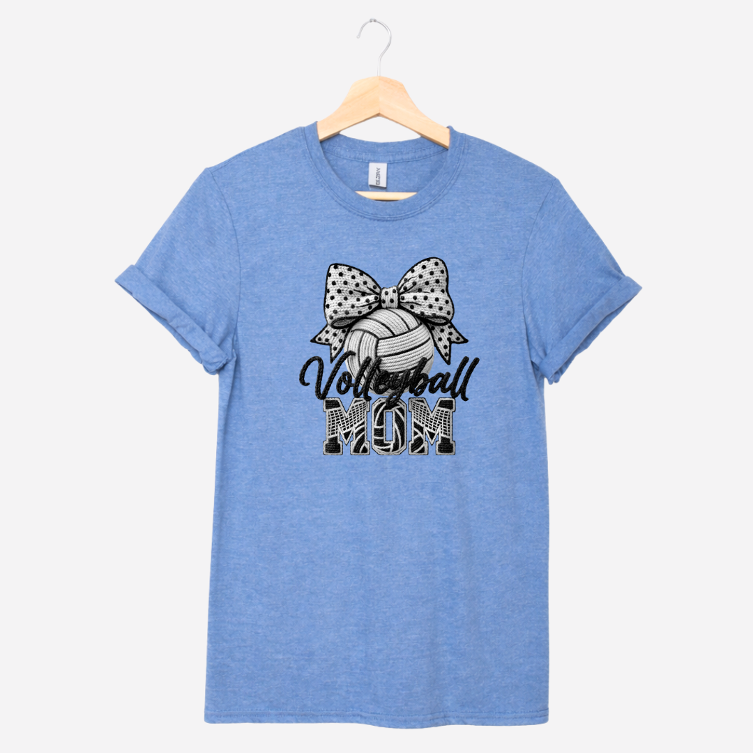 Volleyball Mom Faux Yarn Embroidery Tees/Crewnecks/Hoodies
