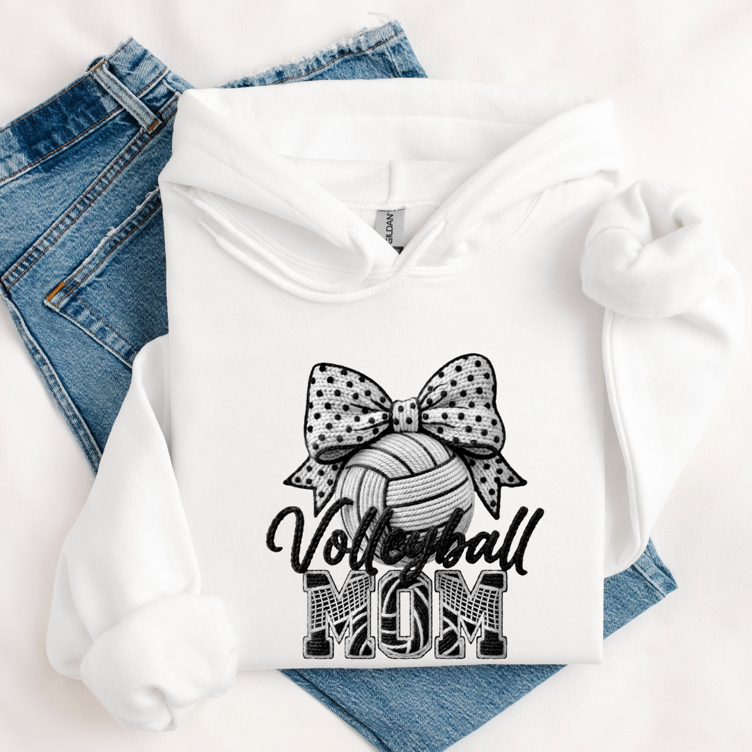 Volleyball Mom Faux Yarn Embroidery Tees/Crewnecks/Hoodies
