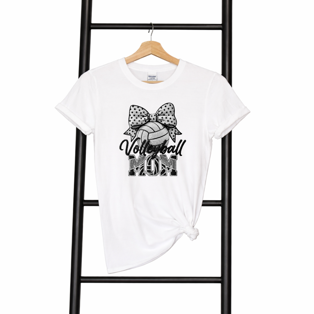 Volleyball Mom Faux Yarn Embroidery Tees/Crewnecks/Hoodies