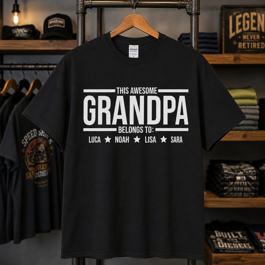 This Awesome Grandpa/Dad/Papa Belongs To Personalized Tees/Crewnecks/Hoodies