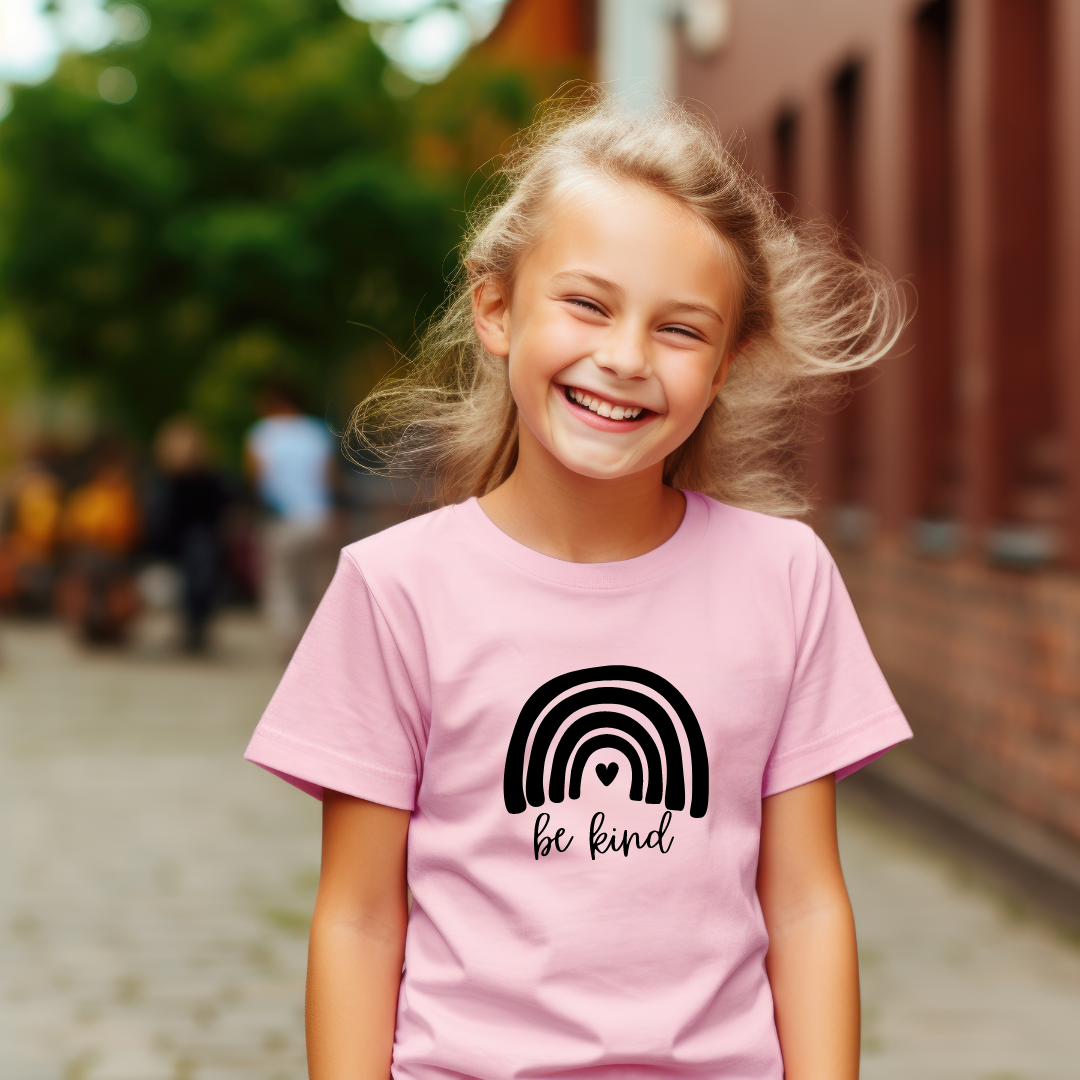 Be Kind Solid Rainbow Youth Pink Tees