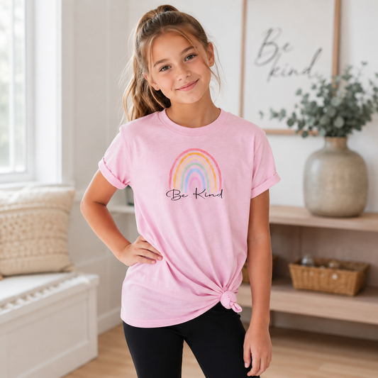 Be Kind Colorful Rainbow Youth Tees