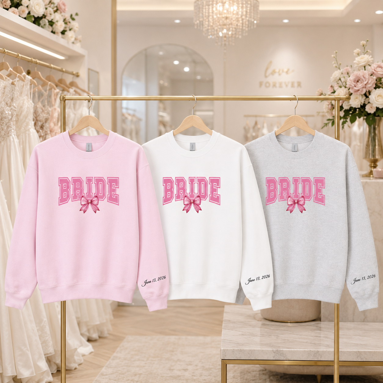 Bride Crewnecks + Hoodies Personalized With Date