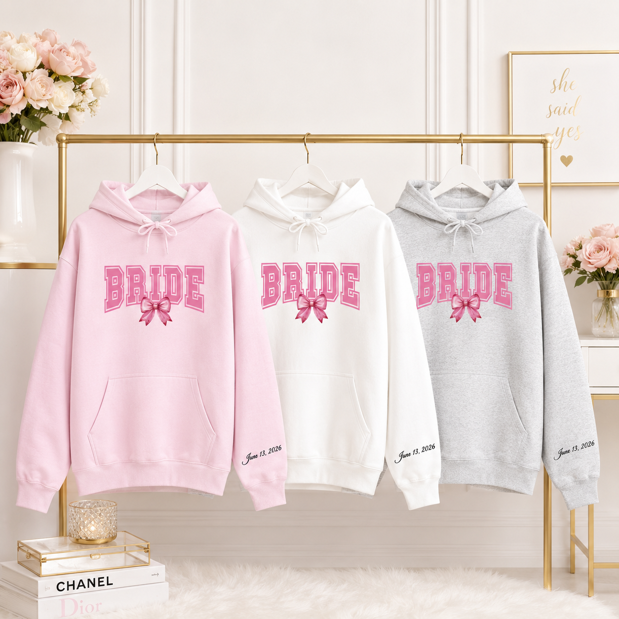 Bride Crewnecks + Hoodies Personalized With Date