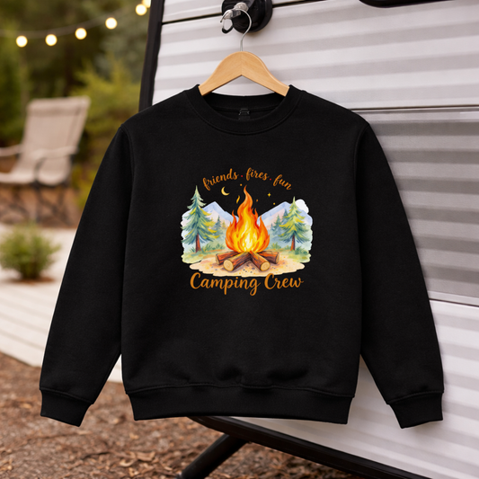 Friends Fires Fun Camping Crew Kids Tees/Crewnecks